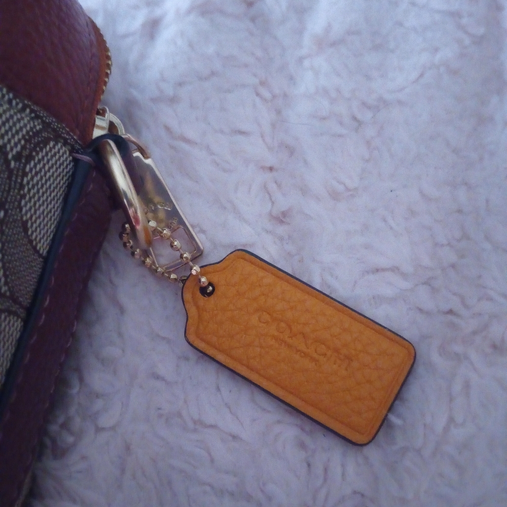 Coach Signature Crossbody Bag with Orange Accent - Picture 6 of 9